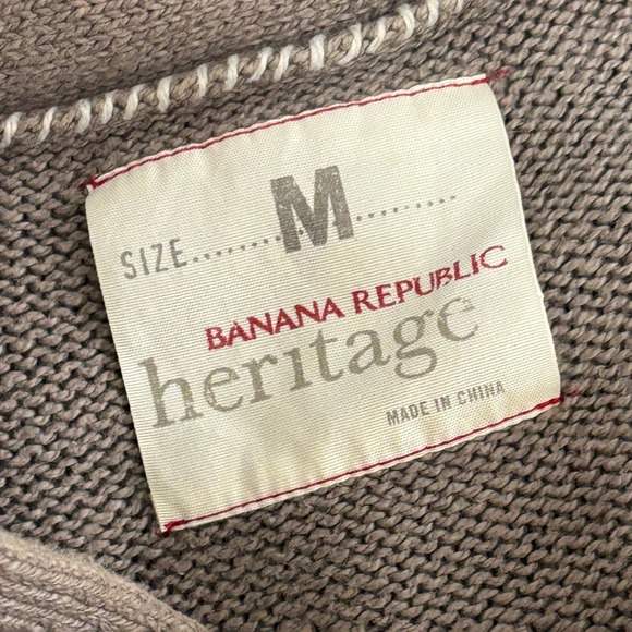Banana Republic Heritage V-Neck Sweater Mens M Taupe Linen Blend Quiet Luxury - Picture 7 of 9